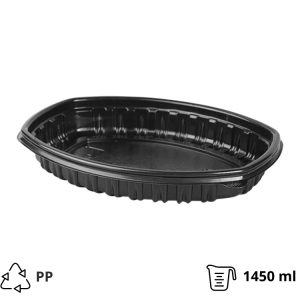 Posoda PP 1450 ml 257х202×37 mm črna, brez pokrova [70 kos/pak]