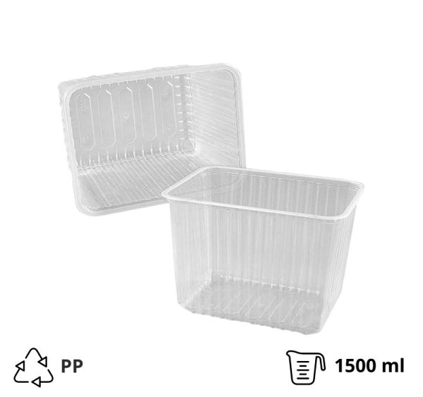 Posodica РР 1500 ml 179x132x92,9 cm prozorna , brez pokrova [50 kos/pak]