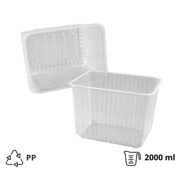 Posodica РР 2000 ml 179x132x126 mm prozorna, brez pokrova [50 kos/pak]