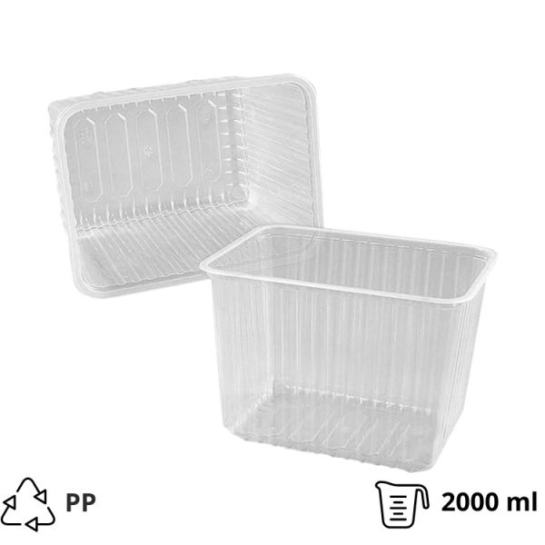 Posodica РР 2000 ml 179x132x126 mm prozorna, brez pokrova [50 kos/pak]