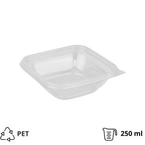 Posodica PET 250 ml 126х126х38,5 mm prozorna, brez pokrova [50 kos/pak]