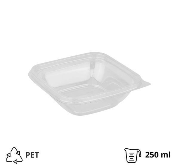 Posodica PET 250 ml 126х126х38,5 mm prozorna, brez pokrova [50 kos/pak]