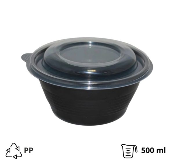 Posoda PP 500 ml d=144 mm h=52 mm črna