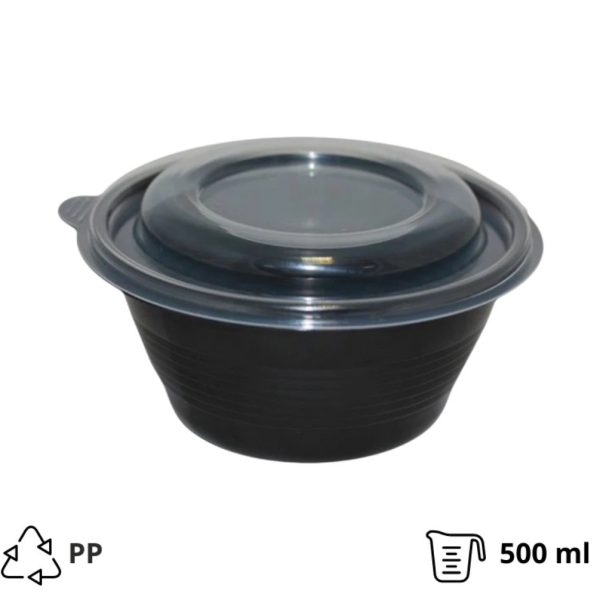 Posoda PP 500 ml d=144 mm h=52 mm črna