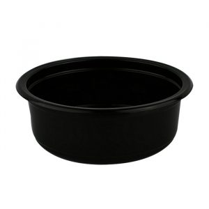 Okrogla posodica s pokrovom za juho PP 250 ml črna, 50 kos (komplet)