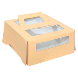 Škatla za torte z ročaji in oknom 260x260x130 mm do 1,5 kg (20 kos/pak)