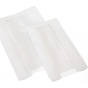 Papirnata vrečka z oknom 140(60)x60x240 mm bela (1500 kos/pak)