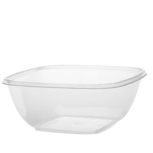 Kvadratna posodica s pokrovom PET 1500 ml prozorna, 50 kos (komplet)