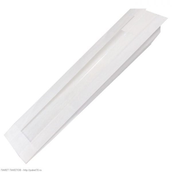 Papirnata vrečka z oknom za bageto 100x50x640 mm bela (1000 kos/pak)