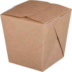 Papirnata škatla ECO NOODLES 560 ml 90x90x100 mm pravokotno dno kraft (35 kos/pak)
