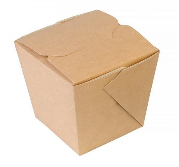 Papirnata škatla ECO NOODLES 460 ml 65x80x100 mm pravokotno dno kraft (56 kos/pak)