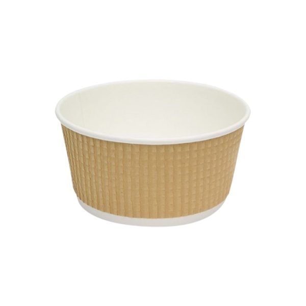Papirnata posoda Tambien ECO 380 ml d=110 mm h=60 mm gofriran/hrapav kraft, pikčasta , brez pokrova 25 kos