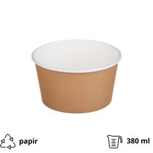 Papirnata posoda s pokrovom Tambien ECO D=110 mm, h=60 mm 380 ml, kraft, 50 kos (komplet)