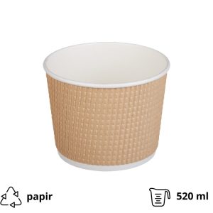 Papirnata posoda Tambien ECO 520 ml d=110 mm h=84,5 mm gofriran/hrapav kraft, pikčasta , brez pokrova 25 kos