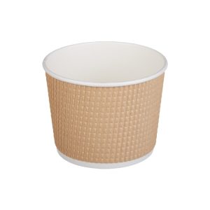Papirnata posoda Tambien ECO 520 ml d=110 mm h=84,5 mm gofriran/hrapav kraft, pikčasta , brez pokrova 25 kos
