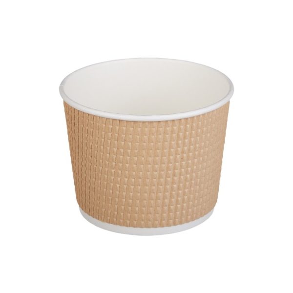 Papirnata posoda Tambien ECO 520 ml d=110 mm h=84,5 mm gofriran/hrapav kraft, pikčasta , brez pokrova 25 kos