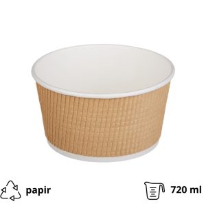 Papirnata posoda Tambien ECO 720 ml d=135 mm h= 68 mm gofriran/hrapav kraft, pikčasta , brez pokrova 25 kos