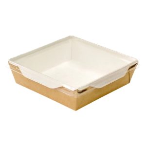 Papirnata posoda s prozornim pokrovom ECO OpSalad 1200 ml 165x165x65 mm kraft 50 kos