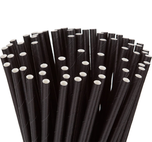 Slamice papirnate Tambien ECO l=210 mm d=6 mm črne 100 kos/pak