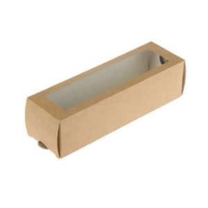 Papirnata posoda z oknom za sladice “Makaroni” 180x55x55 mm kraft (500 kos/pak)