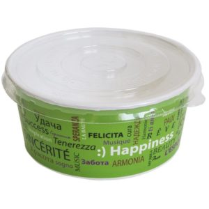 Papirnata posoda za solato 750 ml d=150mm h=60mm Fiesta s pokrovom, 100 kos (komplet)