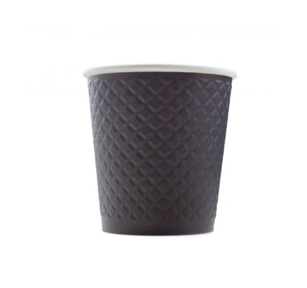 Papirnat kozarec 250 ml d=80 mm 2-slojni z žigom vafelj črn (25 kos/pak)