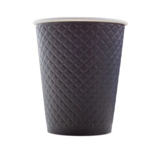 Papirnat kozarec 300 ml d=90 mm z žigom vafelj črn (25 kos/pak)