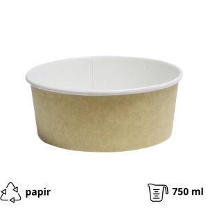Papirnata posoda 750 ml d=150 mm h=60 mm kraft, brez pokrova 50 kos