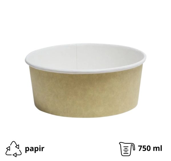 Papirnata posoda 750 ml d=150 mm h=60 mm kraft, brez pokrova 50 kos
