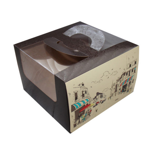 Škatla za torto z oknom, z ročaji 250х250х160 mm 1,2 kg Rendezvous (5 kos/pak)