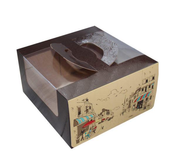Škatla za torto z oknom, z ročaji 230х220х120 mm 1 kg Rendezvous (5 kos/pak)