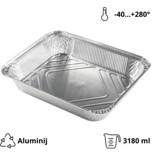 Alu posodica 3180 ml 322x255x51 mm 100 kos