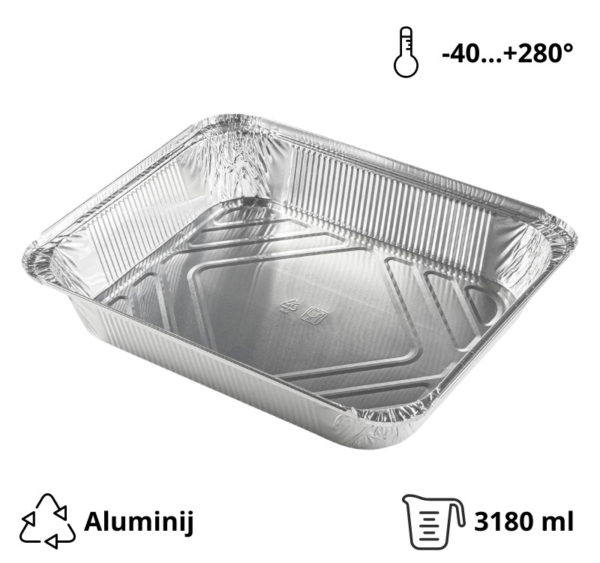 Alu posodica 3180 ml 322x255x51 mm 100 kos