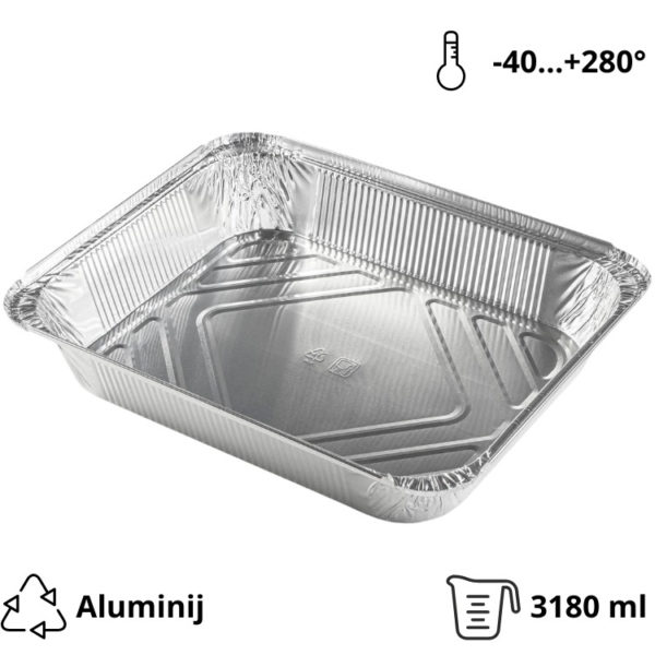 Alu posodica 3180 ml 322x255x51 mm 100 kos
