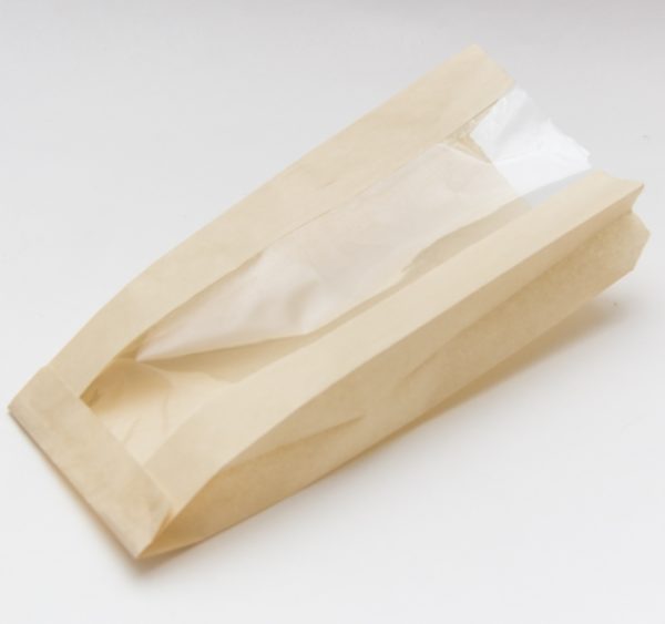 Papirnata vrečka z oknom 110(50)х40х260 mm rjava (1000 kos/pak)