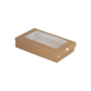 Papirnata posoda z oknom ECO CASE 240 ml 100x80x30 mm kraft (800 kos/pak)