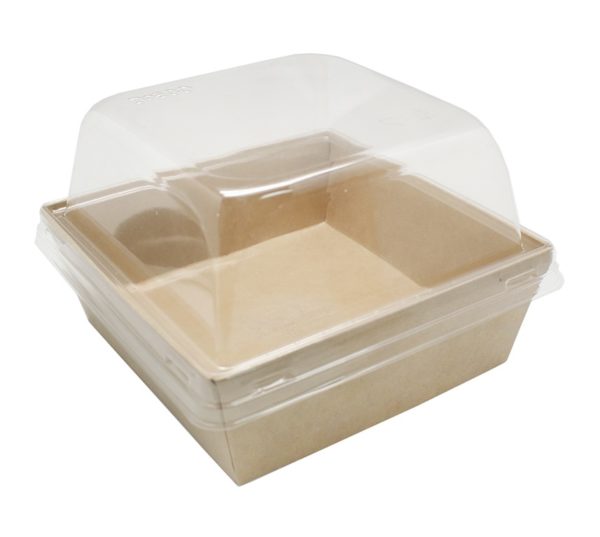 Papirnata skatla s pokrovom ECO SmartPack 550 ml 128x128x50 mm kraft, 50 kos