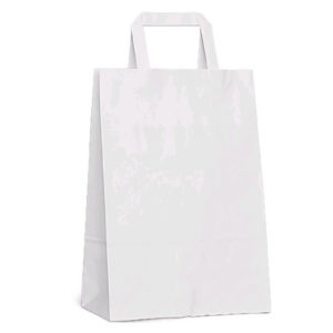 Papirnata nosilna vrečka z ravnim ročajem 350х150х450 mm bela (200 kos/pak)