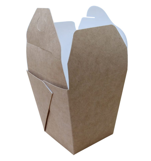 Papirnata škatla ECO NOODLES 700 ml 81x81x106 mm pravokotno dno kraft (60 kos/pak)