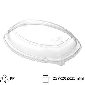 Pokrov PP za ovalno posodo 1450 ml 257x202x35 mm prozoren [5 kos/pak]
