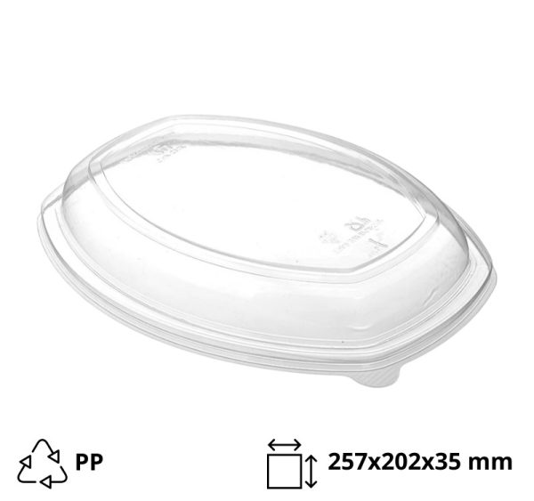 Pokrov PP za ovalno posodo 1450 ml 257x202x35 mm prozoren [5 kos/pak]