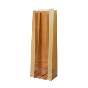 Papirnata vrečka z oknom pravokotno dno 120(80)х80х300 mm kraft (600 kos/pak)
