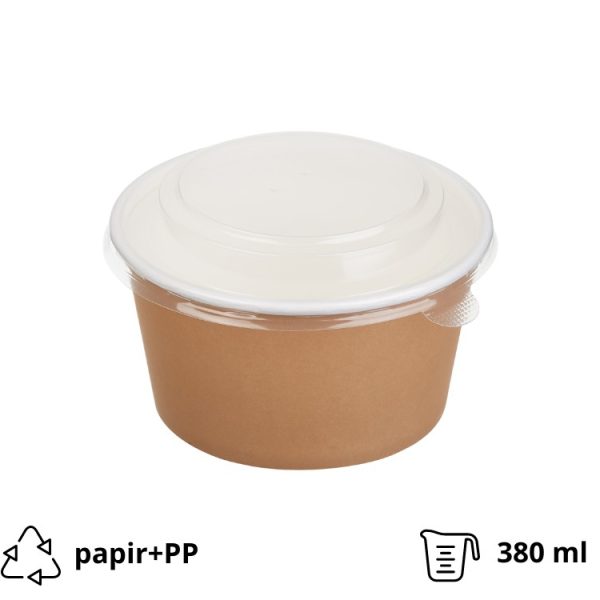 Papirnata posoda s pokrovom Tambien ECO D=110 mm, h=60 mm 380 ml, kraft, 50 kos (komplet)