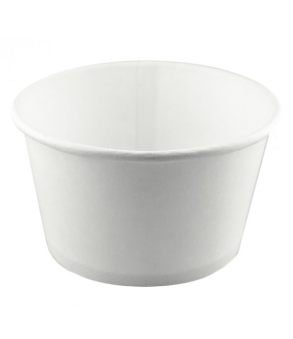 Papirnata posodica za tople jedi s pokrovom 500 ml, d=121mm h=72mm, bela, 50 kos (komplet)