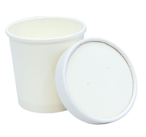 Posoda papirnata za juho Tambien ECO 240 ml d=90 mm h=60 mm bela s pokrovom, 25 kos (komplet)