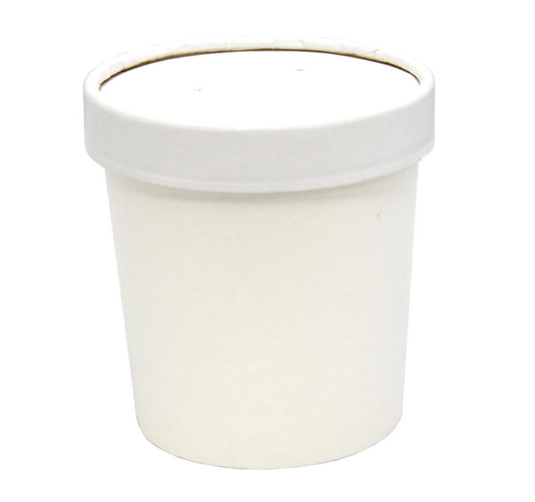 Papirnata posoda za juho Tambien ECO 340 ml d=90 mm h=85 mm bela s pokrovom, 50 kos (komplet)