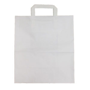Papirnata nosilna vrečka z ravnim ročajem 280x150x320 mm bela