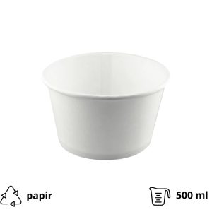 Papirnata posoda 500 ml d=121 mm h=72 mm bela , brez pokrova