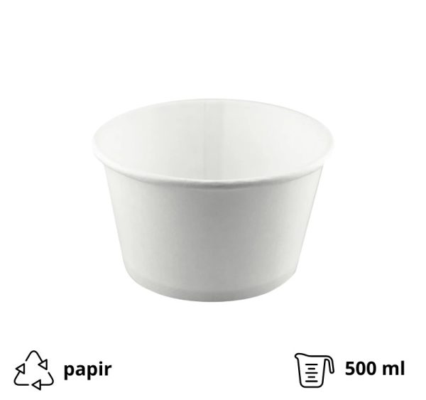Papirnata posoda 500 ml d=121 mm h=72 mm bela , brez pokrova