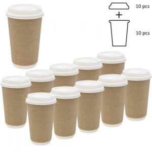 Komplet: kozarec 400 ml d=90 mm 2=slojni kraft s pokrovom, 10 kos
